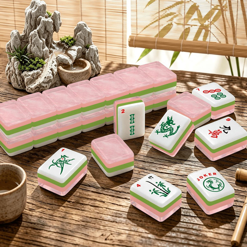 Pink Shimmer Marble 4 Layer American Mahjong Tiles Set