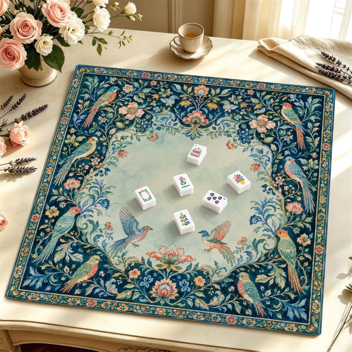 Birds & Blooms Premium Mahjong Mat | Made in USA