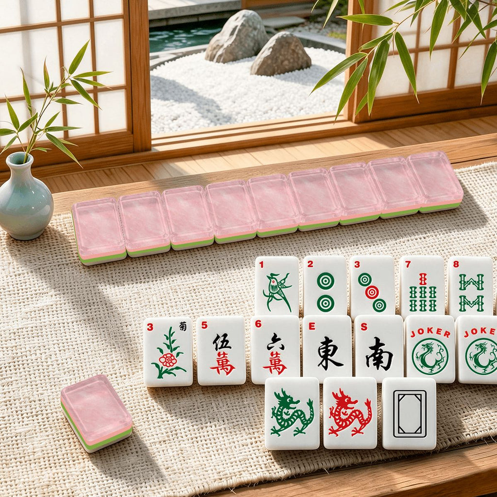 Pink Shimmer Marble 4 Layer American Mahjong Tiles Set