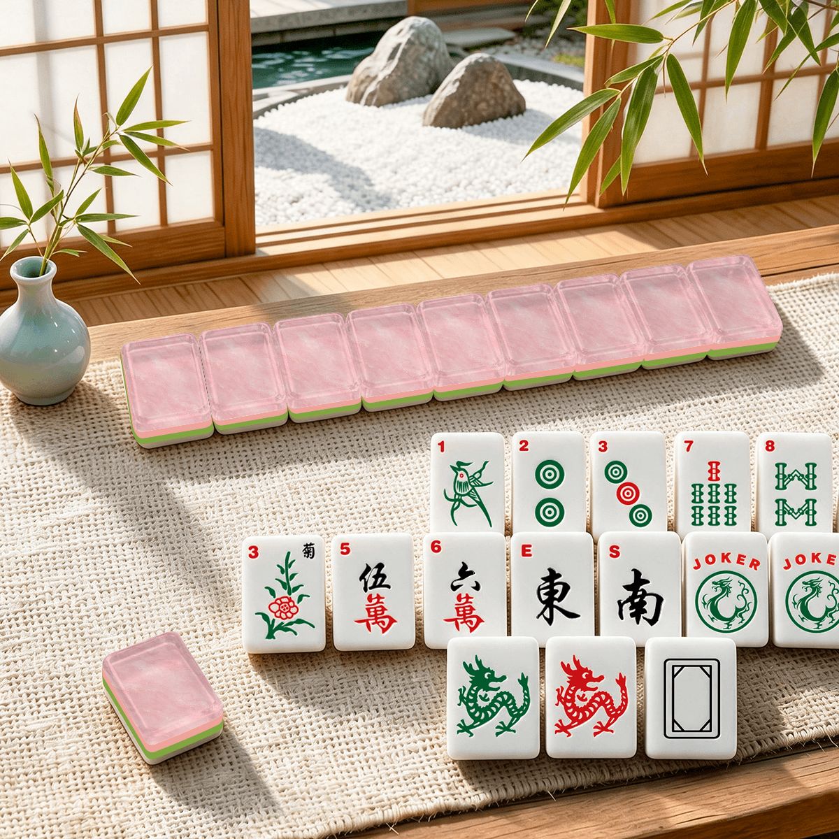 Pink Shimmer Marble 4 Layer American Mahjong Tiles Set