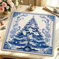 Blue & White Christmas Premium Mahjong Mat | Made in USA