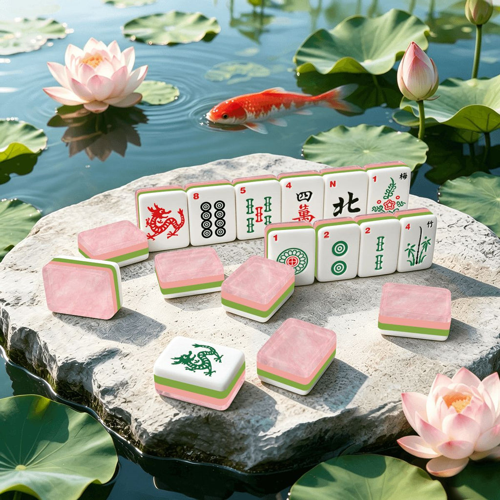 Pink Shimmer Marble 4 Layer American Mahjong Tiles Set