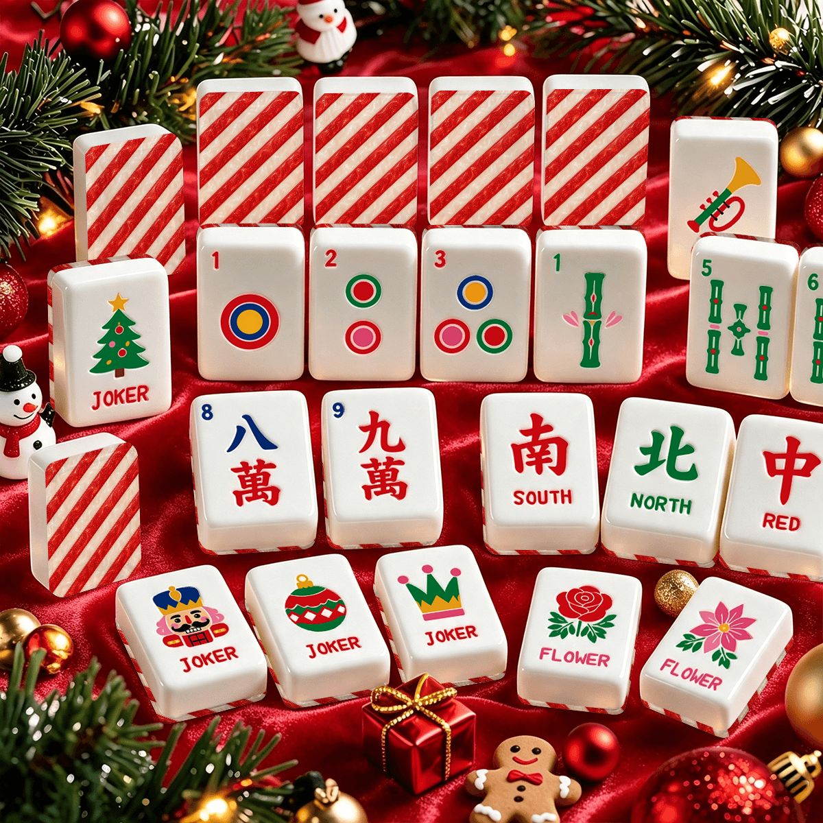 Candy Cane Playful Workshop Christmas Mahjong Tiles