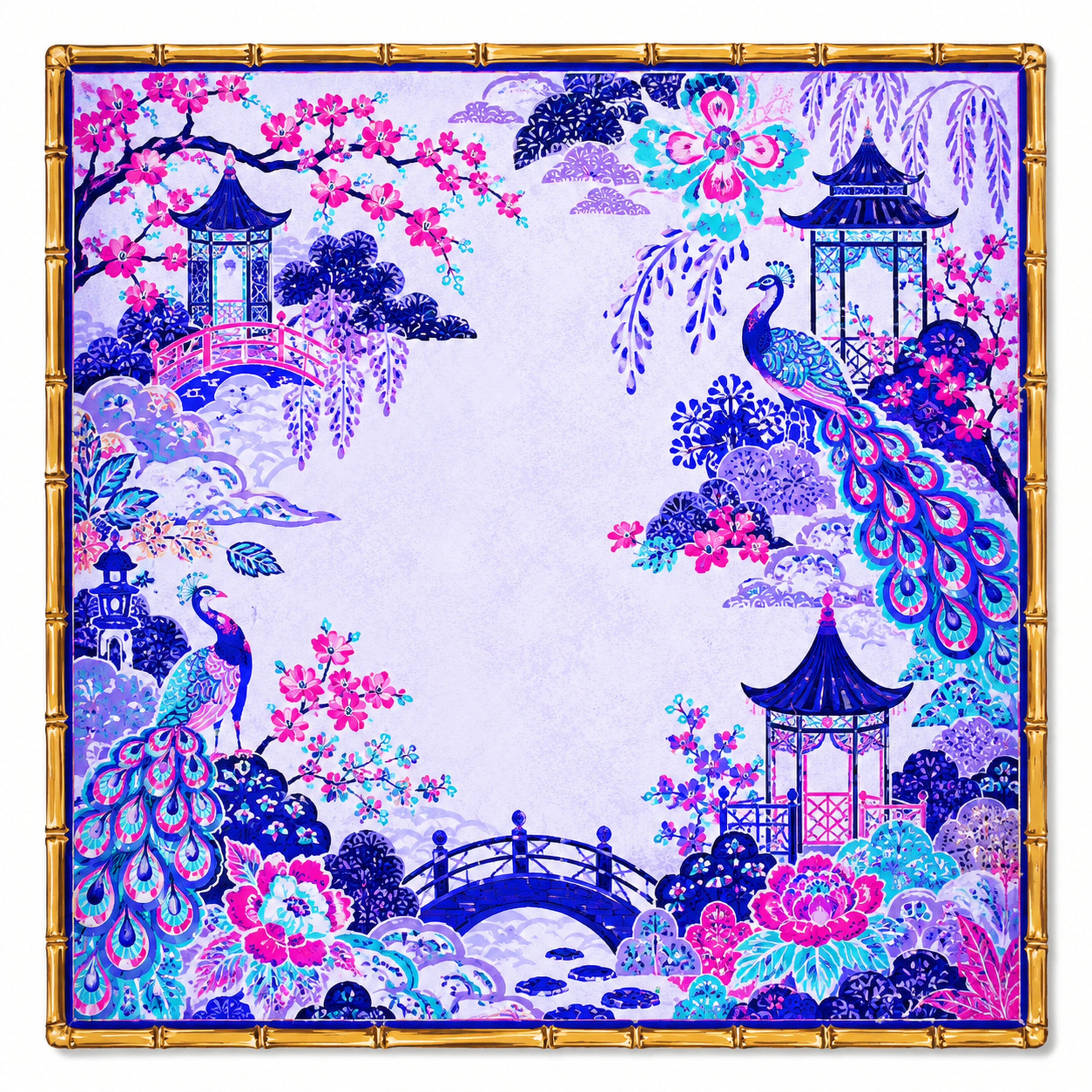 Cobalt Courtyard Chinoiserie Mahjong Mat