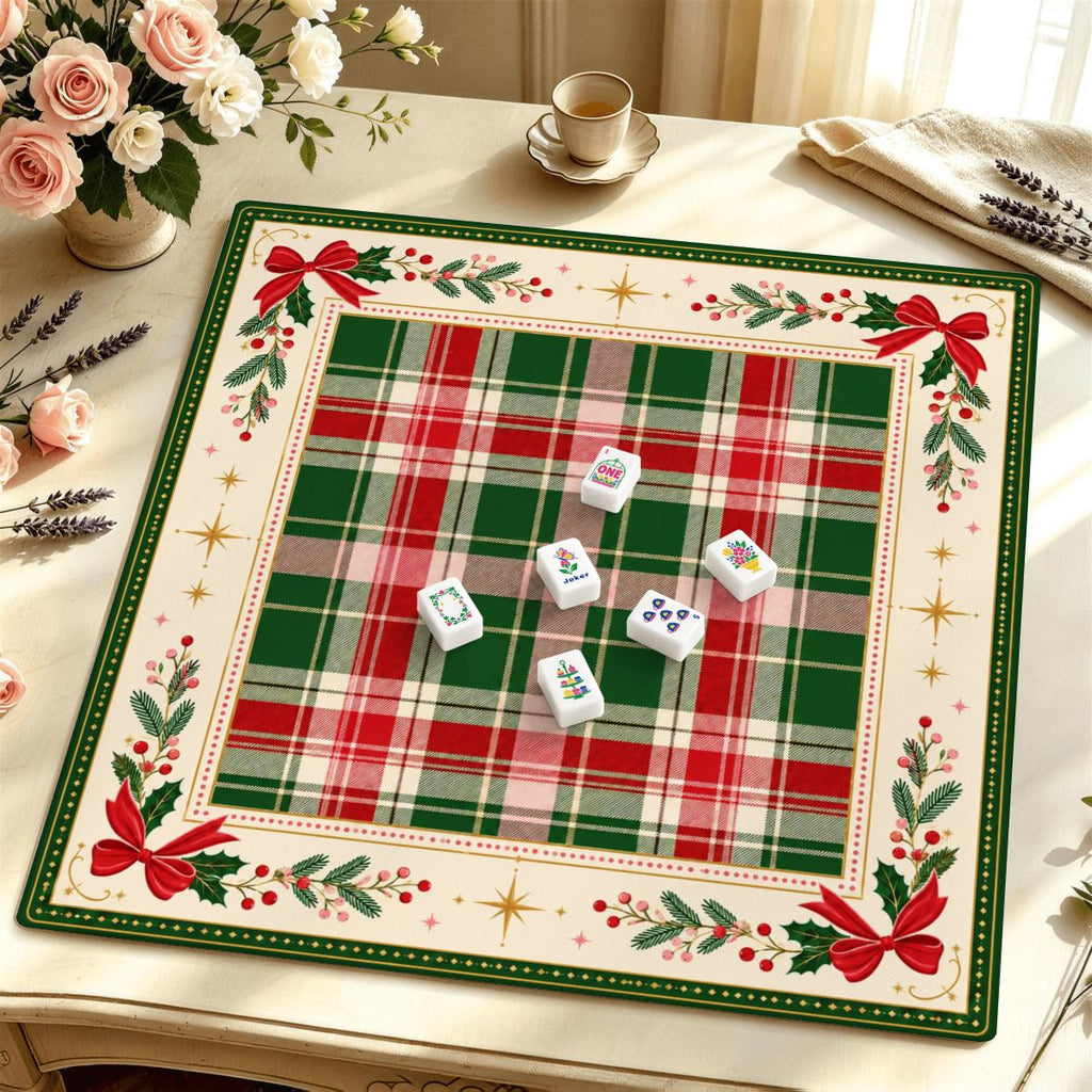 Christmas Tartan Premium Mahjong Mat | Made in USA