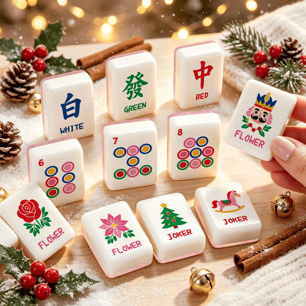 Pink Playful Workshop Christmas Mahjong Tiles