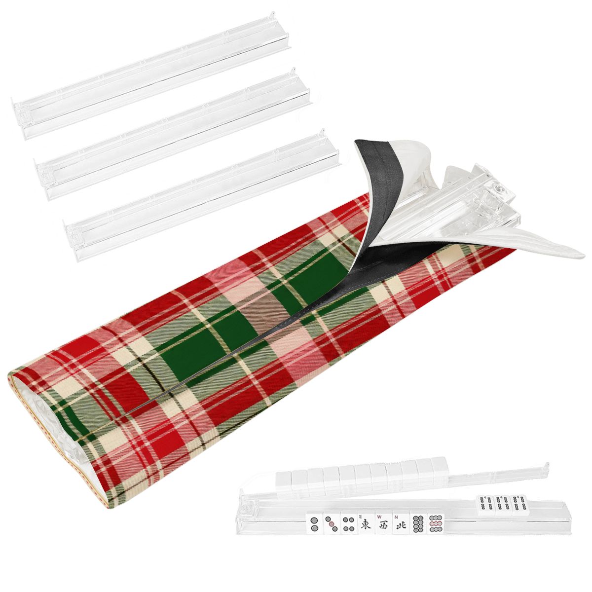 Christmas Plaid Tile Pusher Racks with Storage