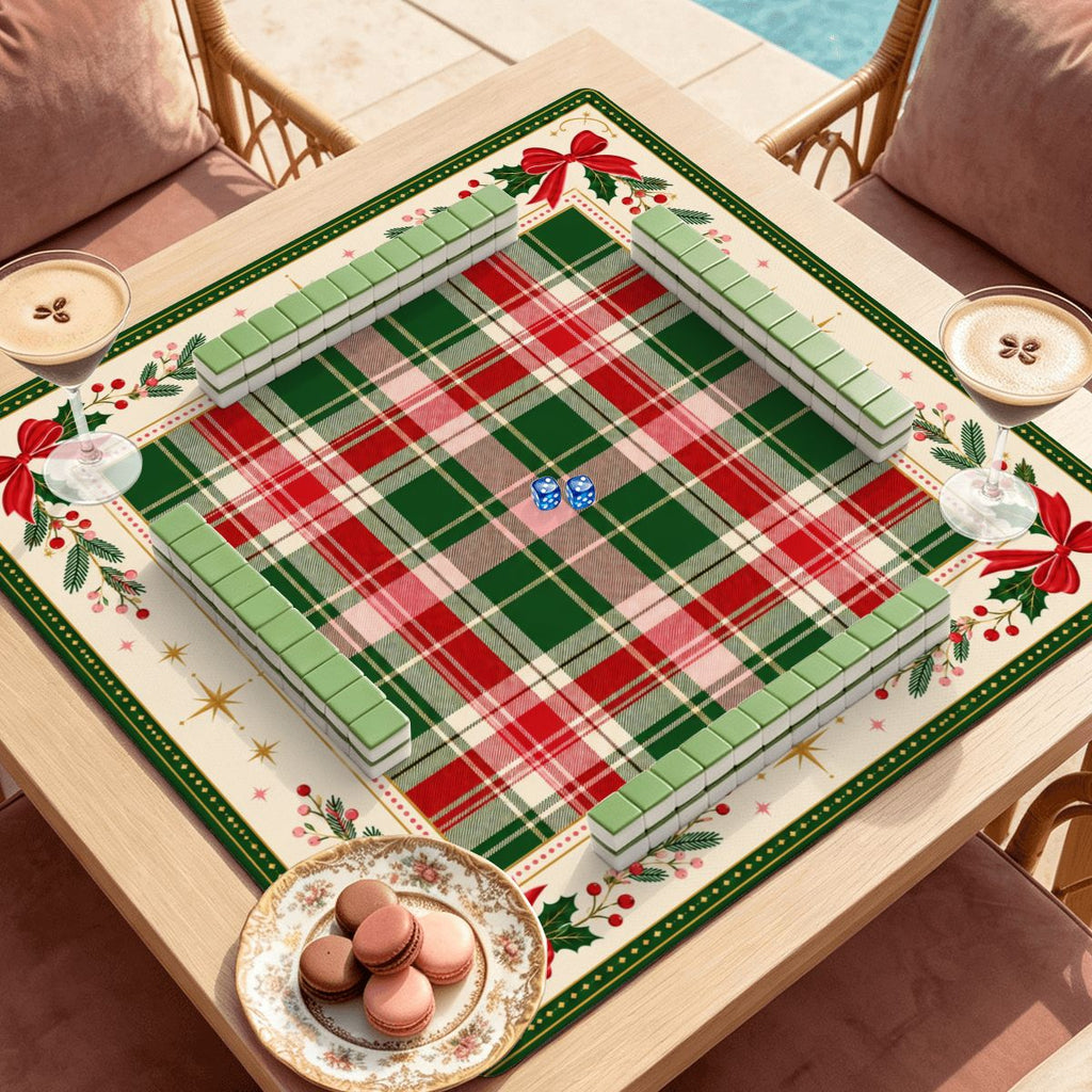 Christmas Tartan Premium Mahjong Mat | Made in USA