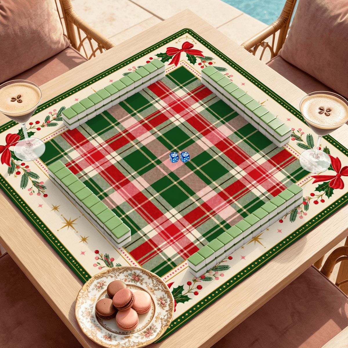 Christmas Tartan Premium Mahjong Mat | Made in USA